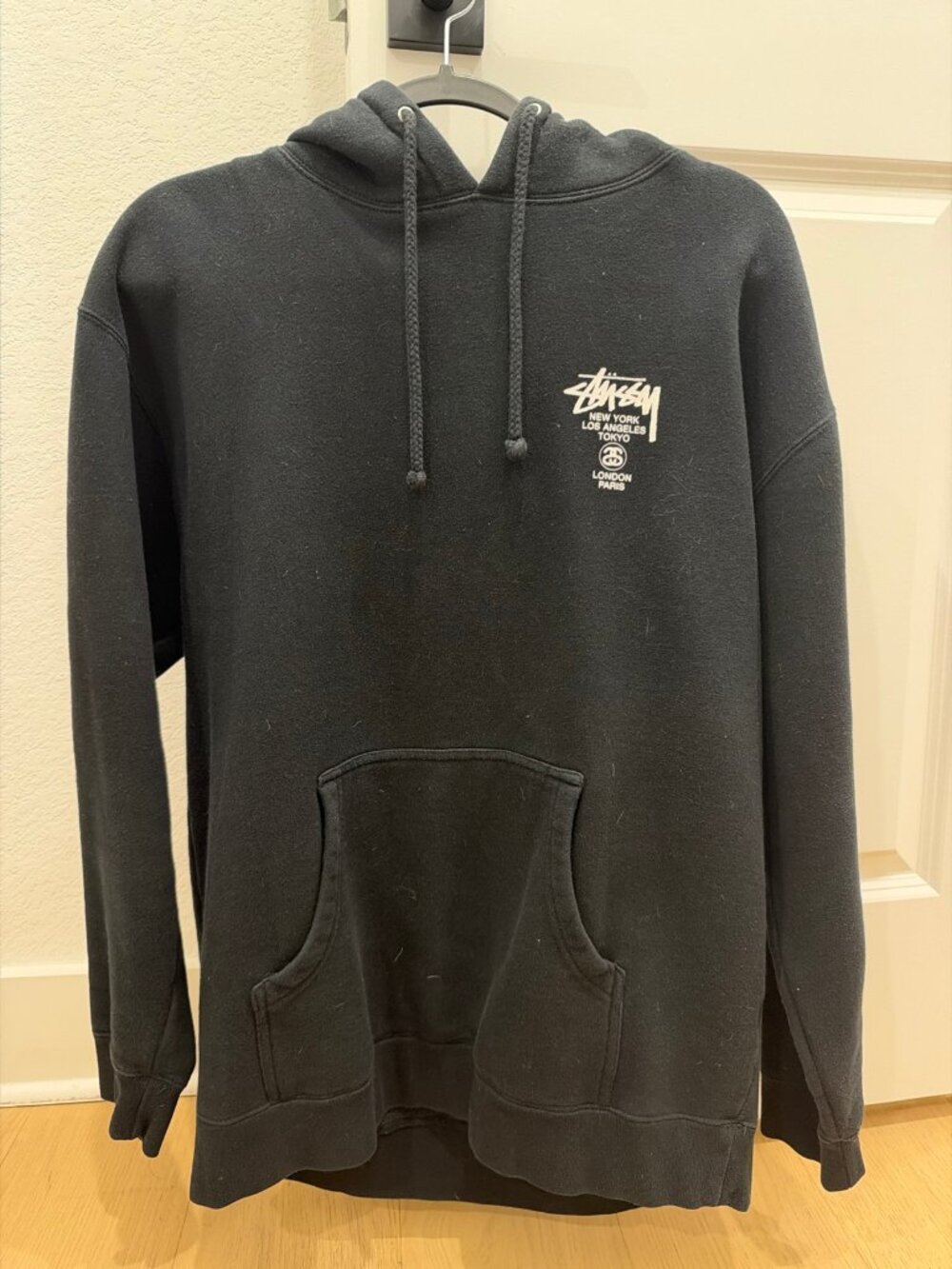 Stussy World Tour Pullover Hoodie, Men's L, Black